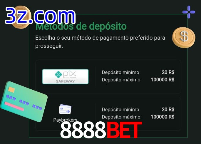 O cassino 8888BET oferece uma grande variedade de métodos de pagamento